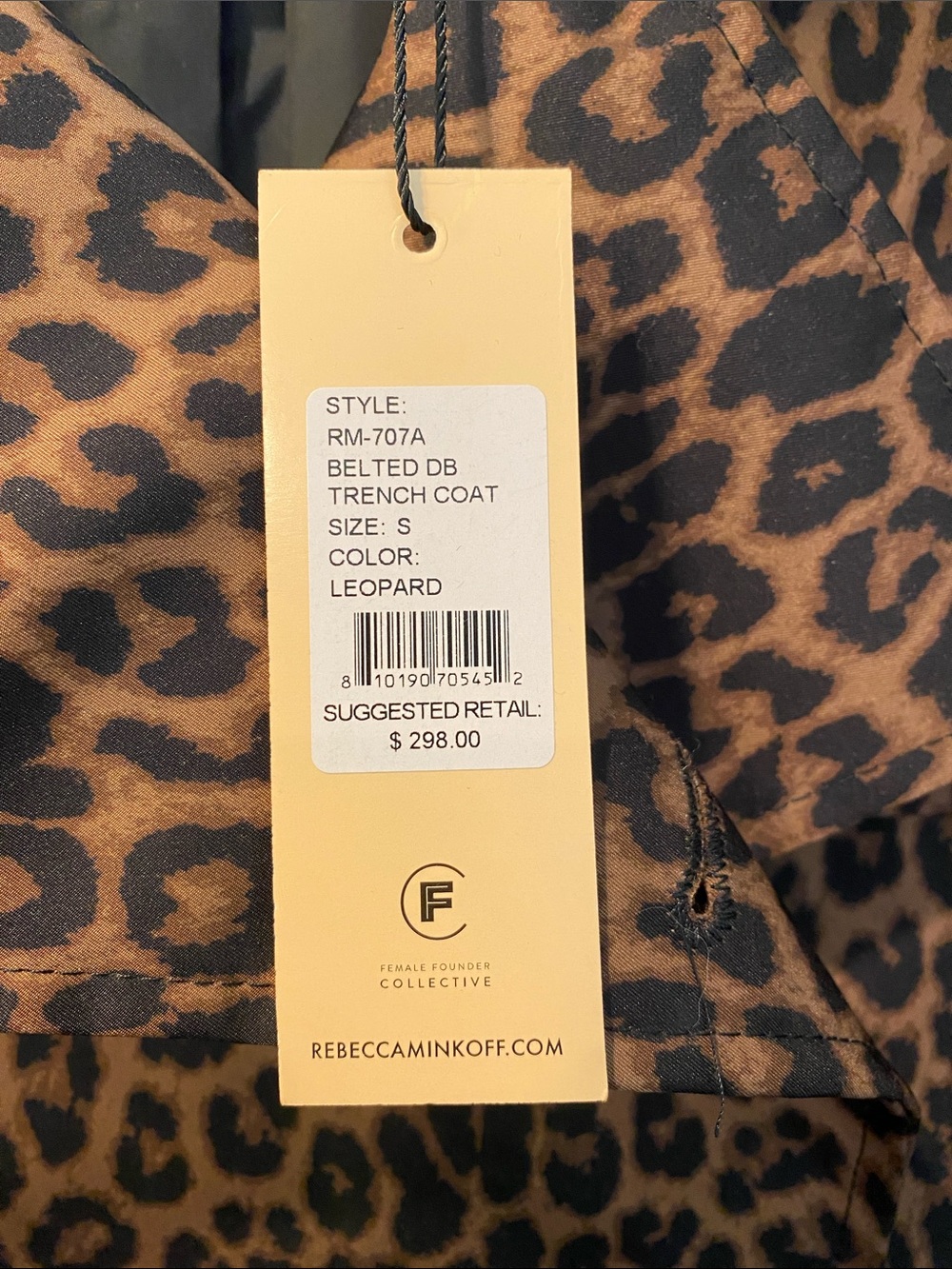 NWT Rebecca Minkoff Leopard Print Belted Tench Coat - Brown & Black. Size Small. - Picture 5 of 8